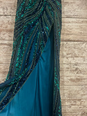 GREEN/BLUE SPARKLY GOWN $800