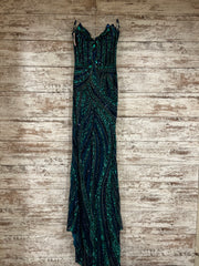 GREEN/BLUE SPARKLY GOWN $800