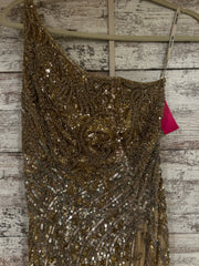 GOLD BEADED LONG EVENING GOWN