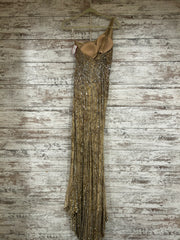 GOLD BEADED LONG EVENING GOWN