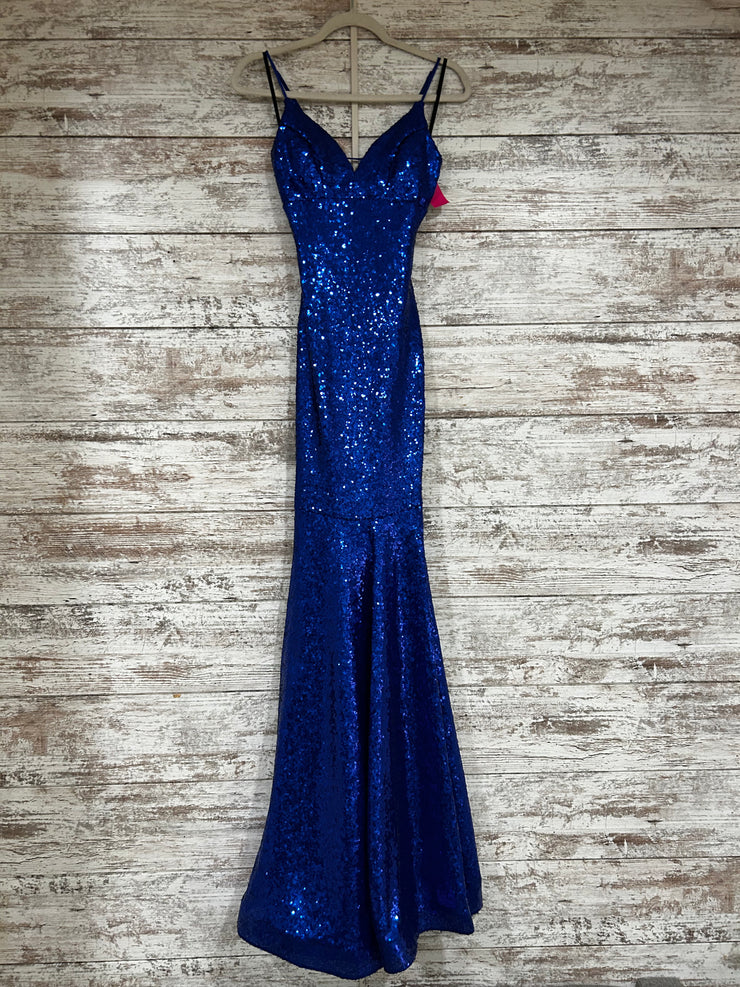 ROYAL BLUE SPARKLY LONG DRESS