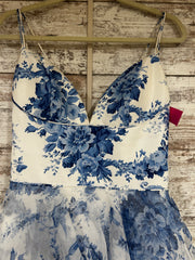 BLUE/WHITE FLORAL A LINE $600