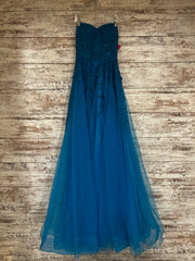 BLUE/FLORAL A LINE GOWN