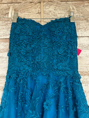 BLUE/FLORAL A LINE GOWN