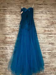 BLUE/FLORAL A LINE GOWN