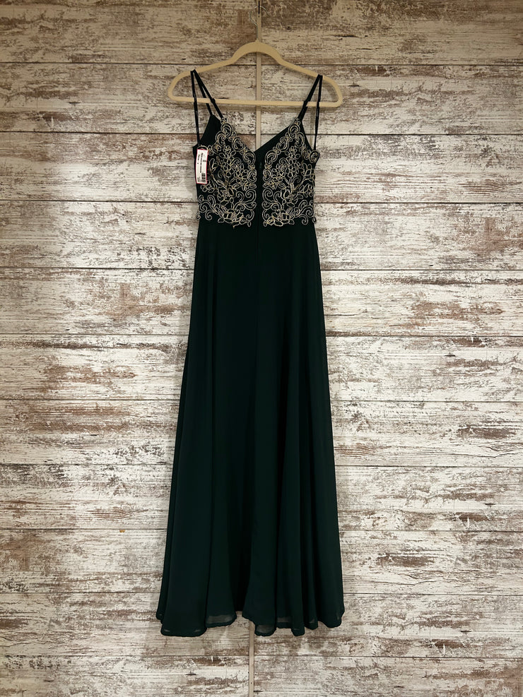 GREEN/GOLD LONG EVENING GOWN
