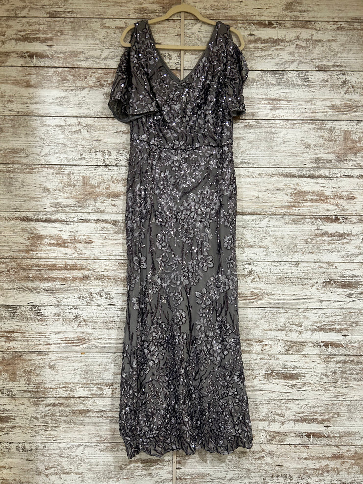 GRAY SPARKLY LONG EVENING GOWN