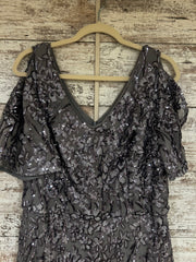 GRAY SPARKLY LONG EVENING GOWN