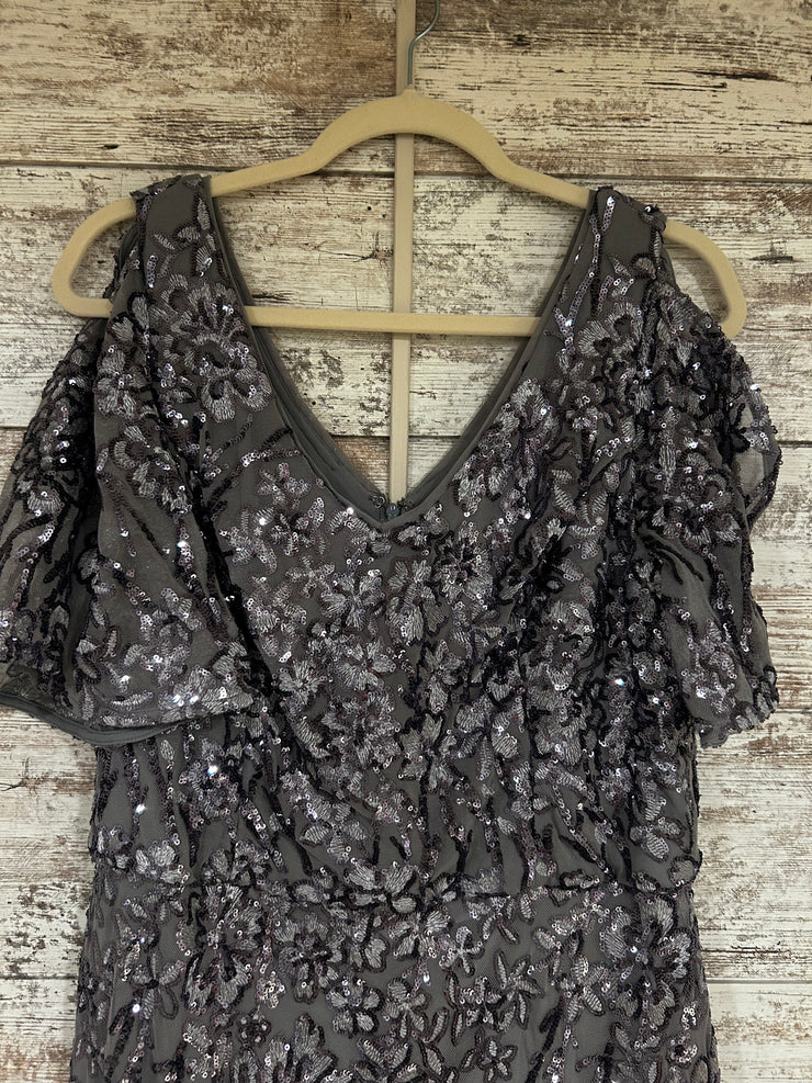 GRAY SPARKLY LONG EVENING GOWN