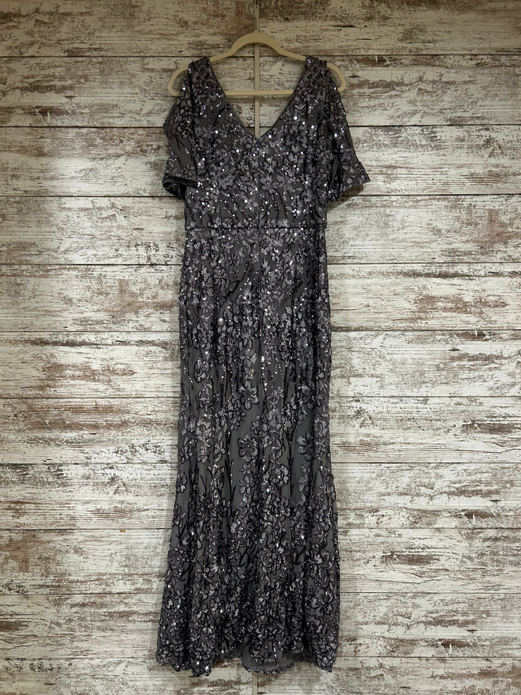 GRAY SPARKLY LONG EVENING GOWN