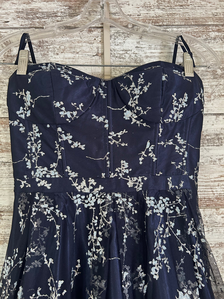 NAVY/FLORAL SPARKLY A LINE GOW