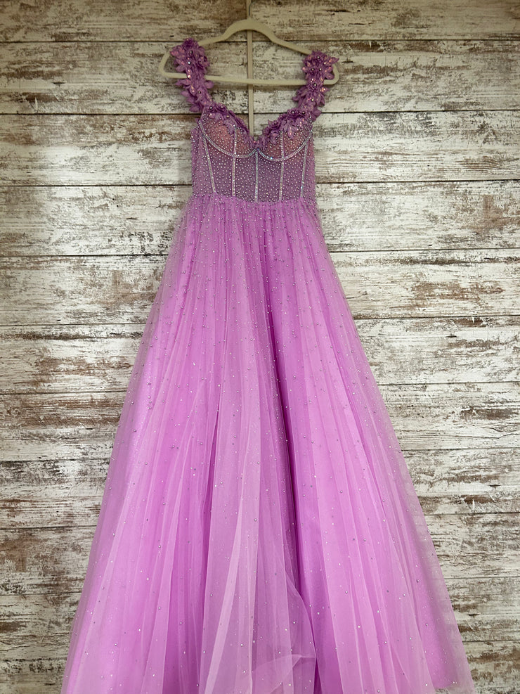 LAVENDER SPARKLY A LINE GOWN