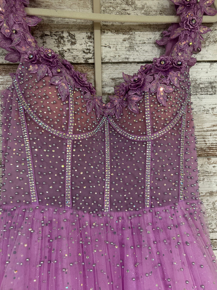 LAVENDER SPARKLY A LINE GOWN