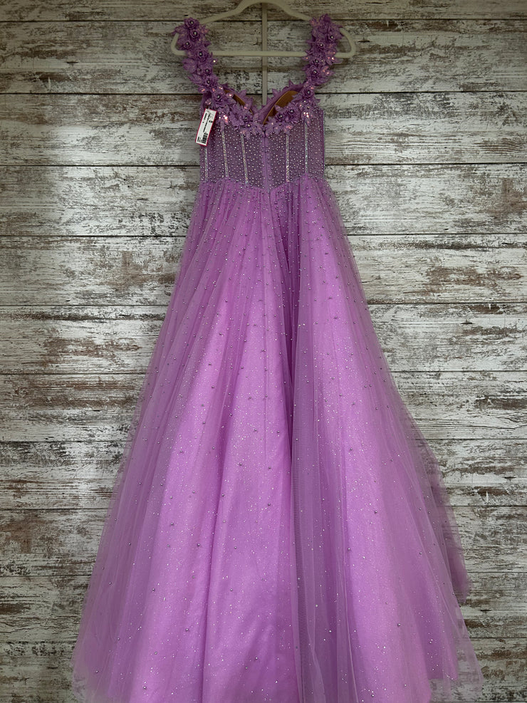 LAVENDER SPARKLY A LINE GOWN