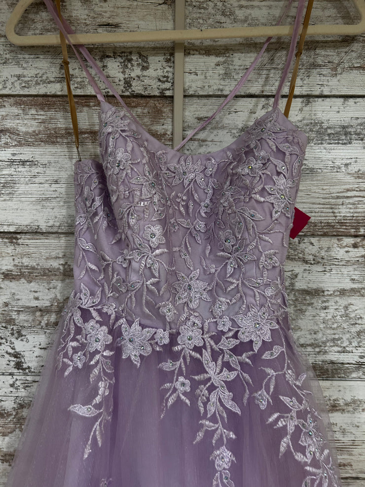 LAVENDER/FLORAL A LINE GOWN