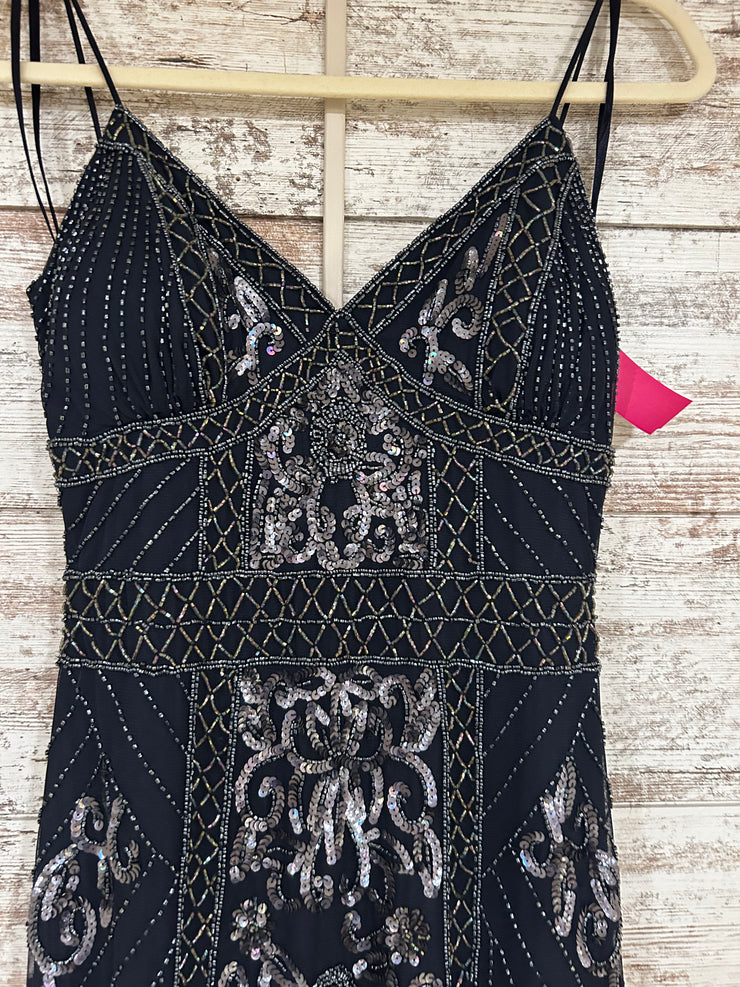 NAVY/SILVER SPARKLY LONG DRESS