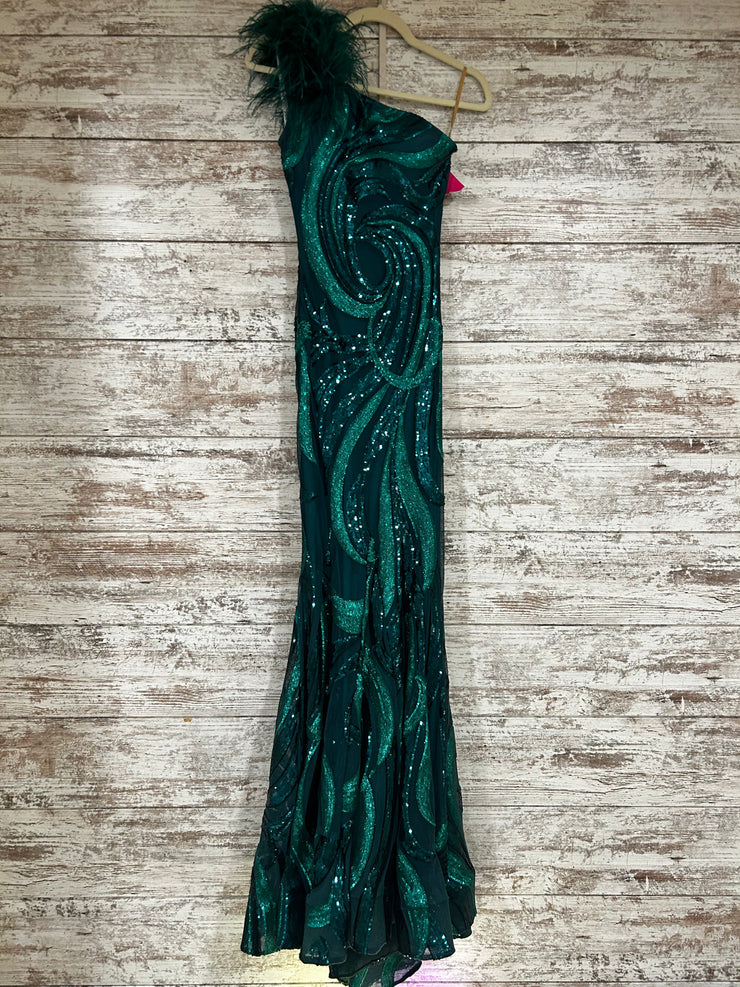 GREEN SPARKLY LONG DRESS