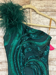 GREEN SPARKLY LONG DRESS