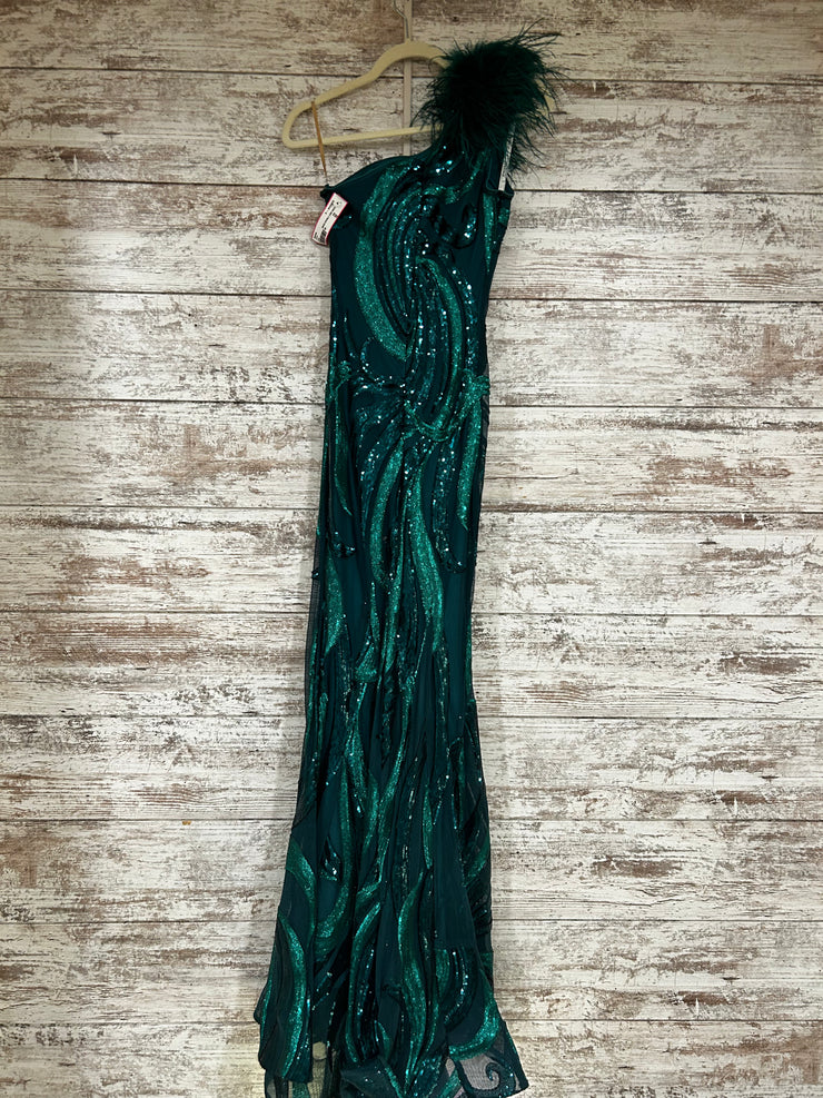 GREEN SPARKLY LONG DRESS