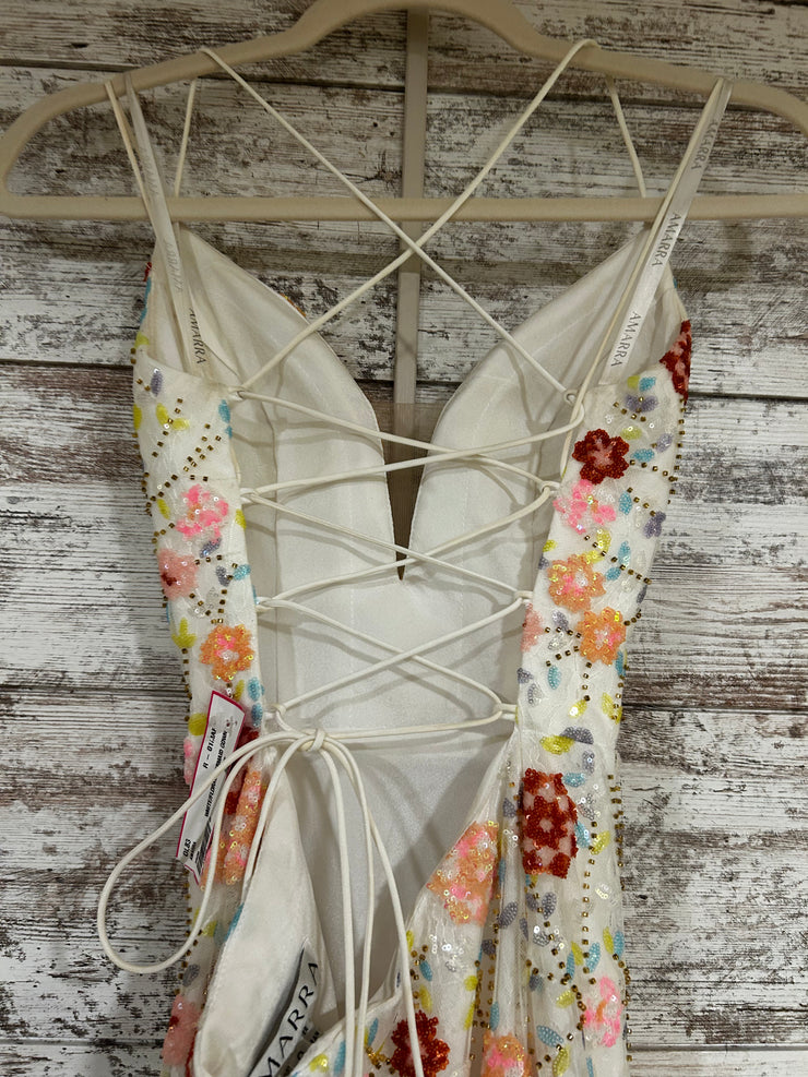 WHITE/FLORAL MERMAID GOWN