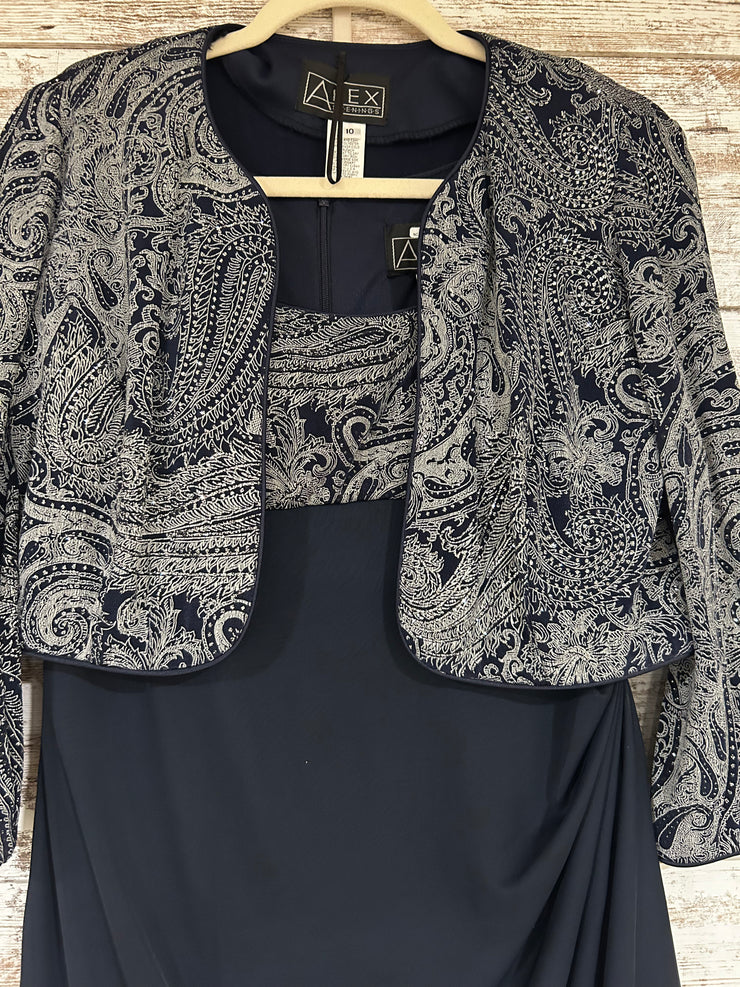 NAVY/SILVER 2 PC. LONG DRESS