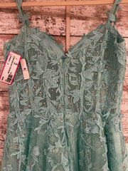 GREEN/LACE A LINE GOWN (NEW)