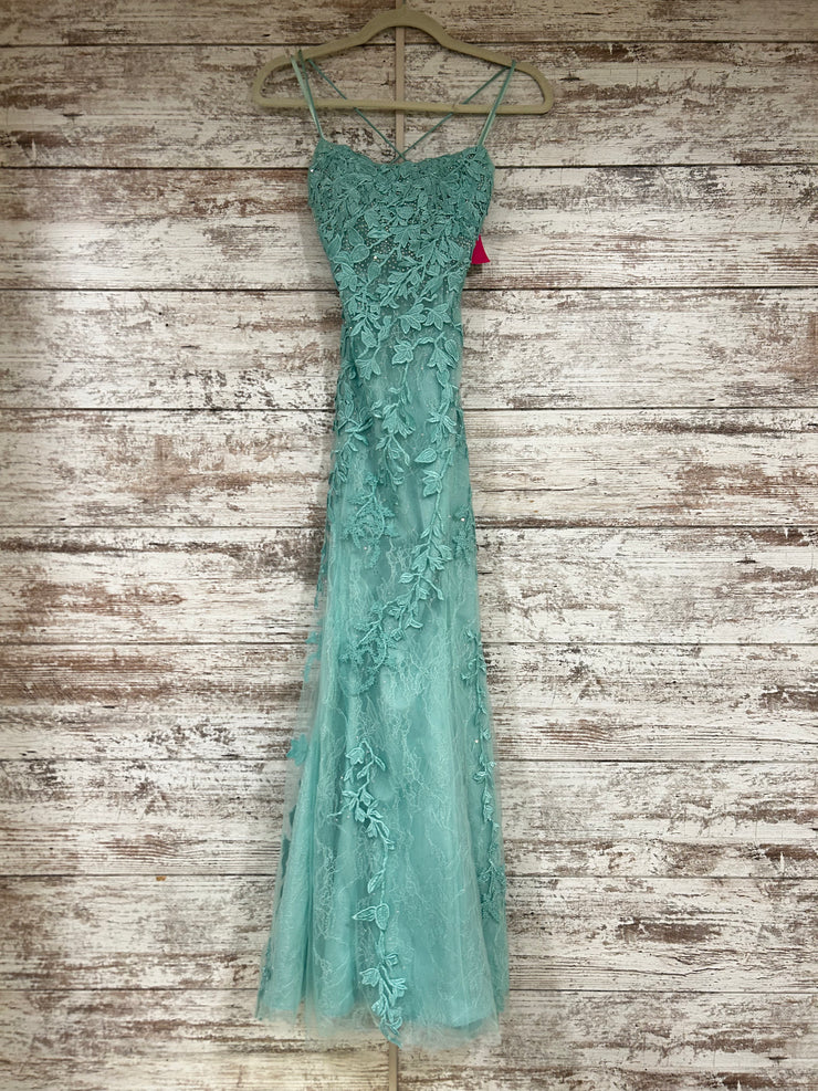 GREEN/LACE LONG DRESS