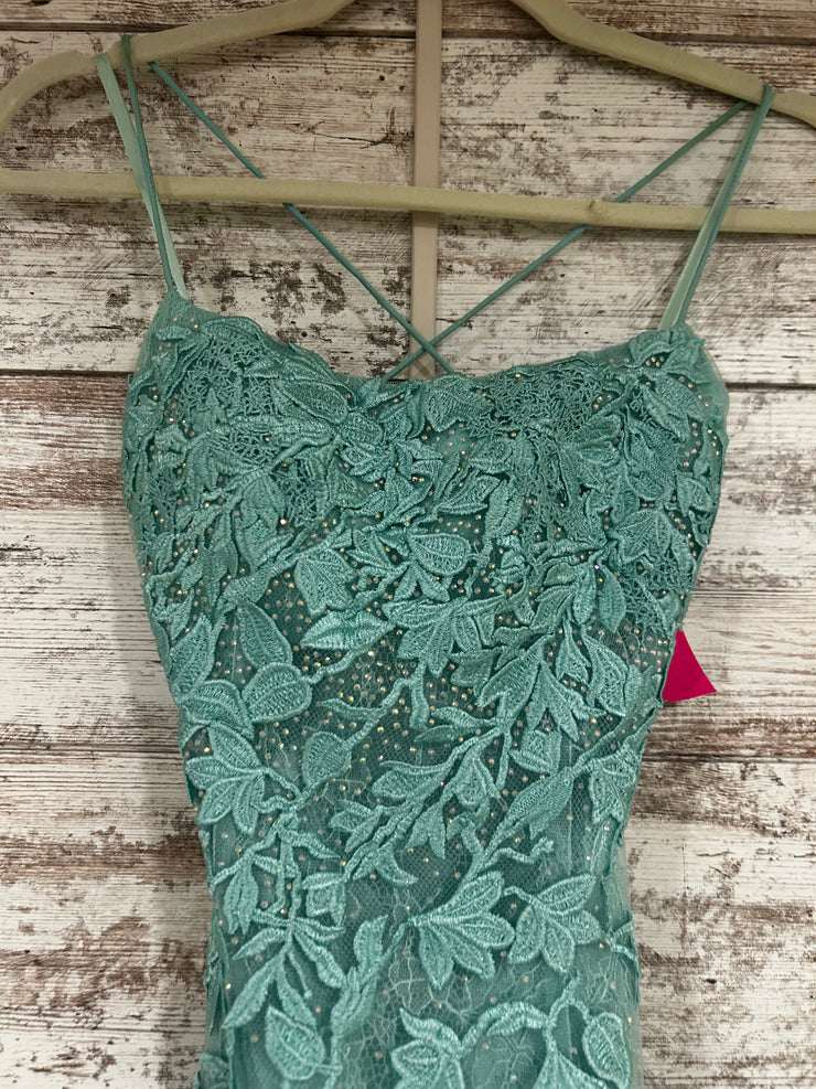 GREEN/LACE LONG DRESS