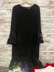 BLACK/FLORAL MIDI DRESS $590