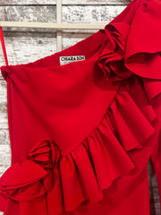 RED MIDI DRESS - RETAIL $695