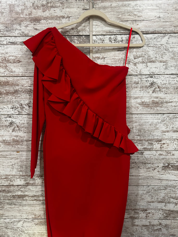 RED MIDI DRESS - RETAIL $695