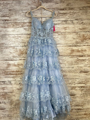BLUE/FLORAL A LINE GOWN
