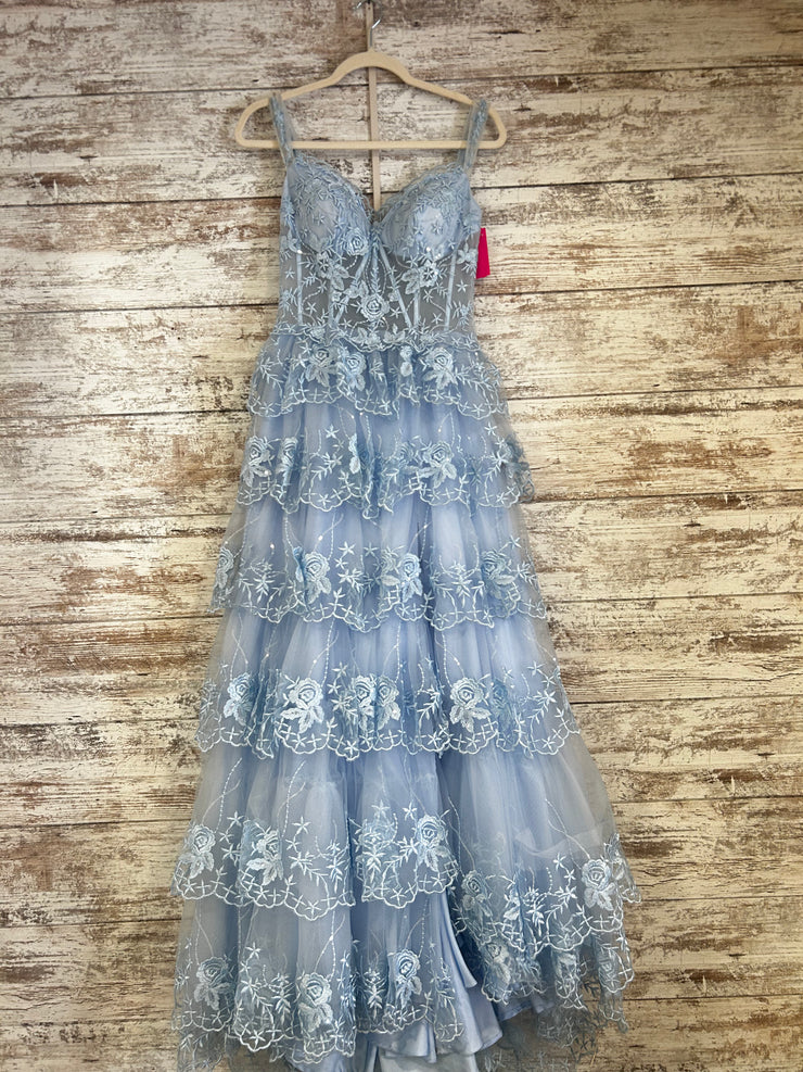 BLUE/FLORAL A LINE GOWN