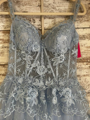 BLUE/FLORAL A LINE GOWN