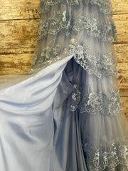 BLUE/FLORAL A LINE GOWN