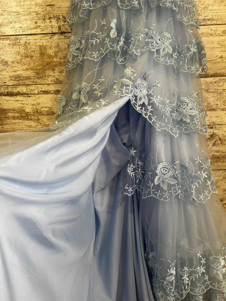 BLUE/FLORAL A LINE GOWN