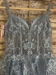 BLUE/FLORAL A LINE GOWN