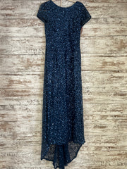 BLUE SEQUIN LONG EVENING GOWN