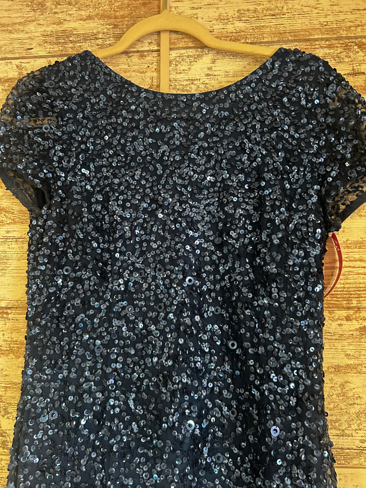 BLUE SEQUIN LONG EVENING GOWN