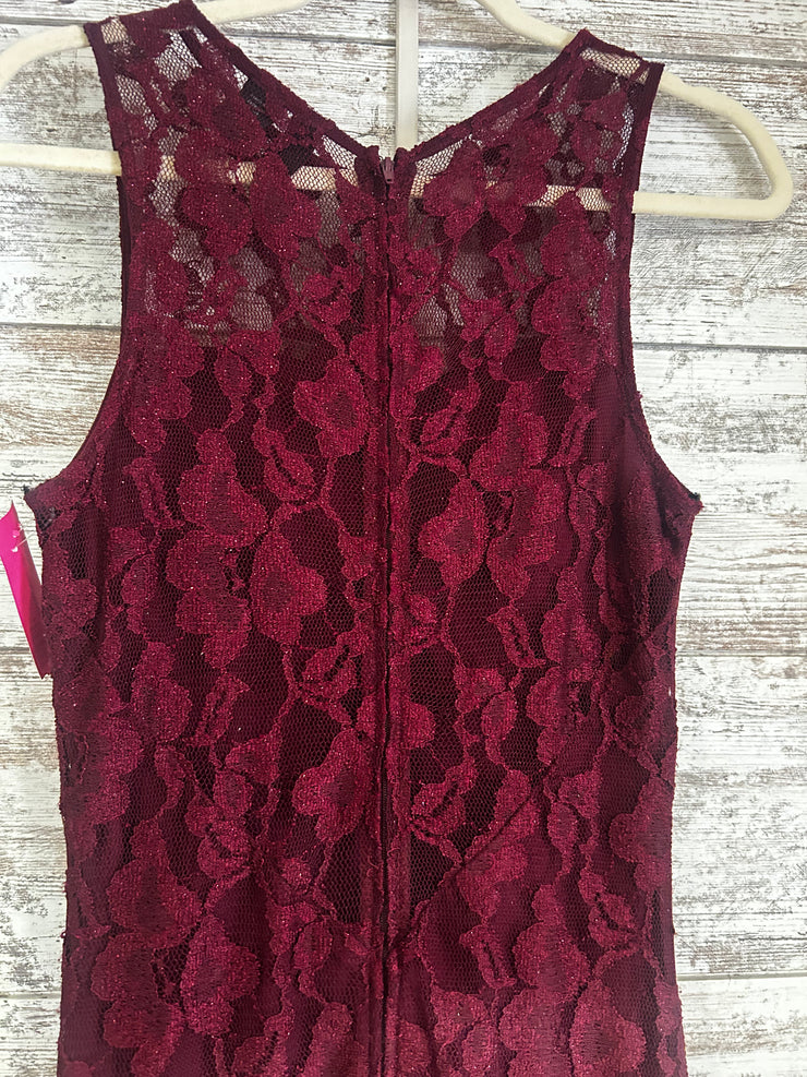 BURGUNDY FLORAL LONG DRESS