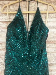 GREEN SPARKLY LONG EVENING GOW