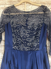 NAVY/FLORAL A LINE GOWN (NEW)
