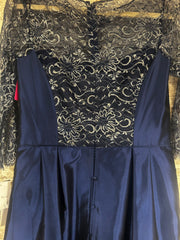 NAVY/FLORAL A LINE GOWN (NEW)