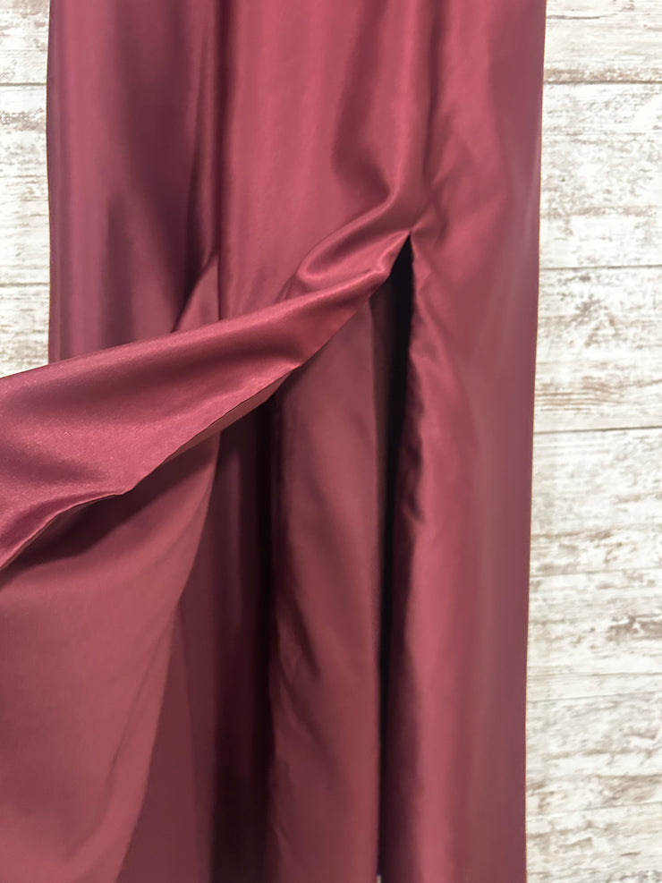 BURGUNDY A LINE GOWN