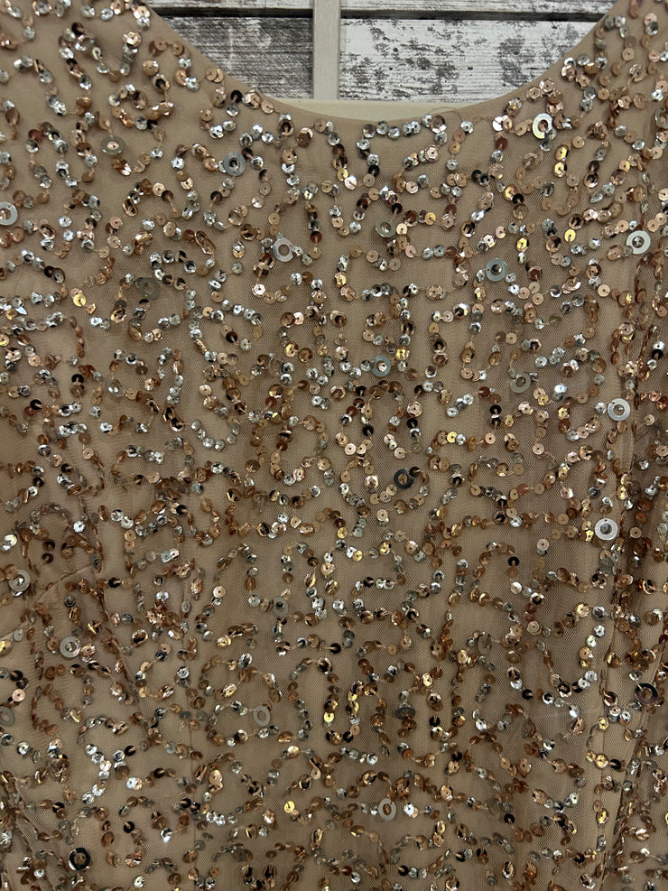 GOLD SEQUIN MIDI DRESS