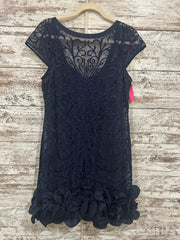 NAVY LACE MIDI DRESS