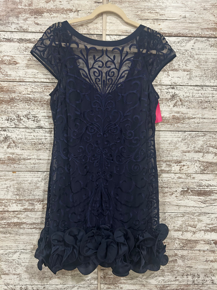NAVY LACE MIDI DRESS