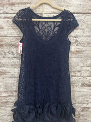 NAVY LACE MIDI DRESS