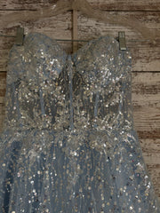 BLUE/SILVER SPARKLY A LINE GOW