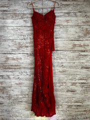 RED/FLORAL LONG EVENING GOWN